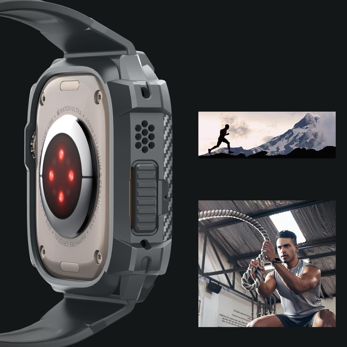 Etui z paskiem Spigen Rugged Armor Pro do Apple Watch Ultra 2/1 49 mm, szare